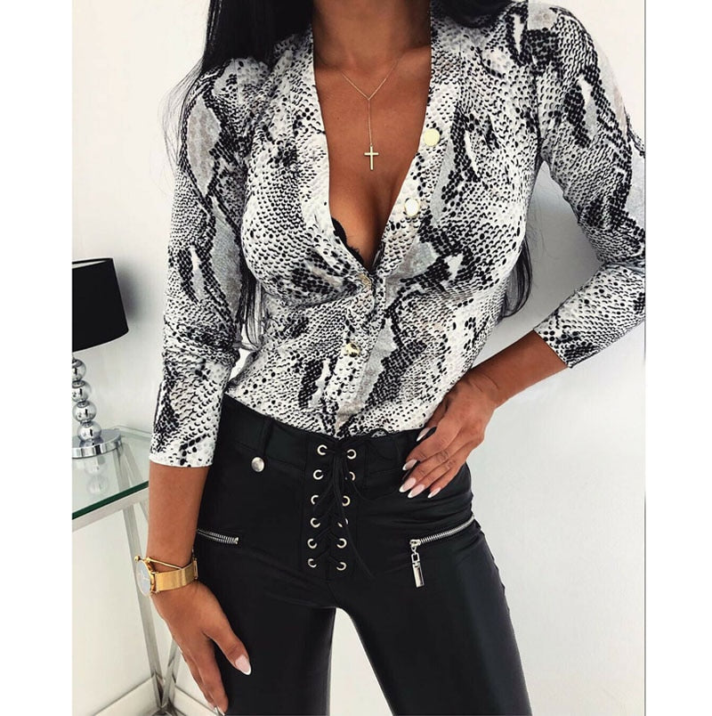 Levoire | Pull Sexy & Style Pull Avec Imprimé Animal Imprimé serpent - Gris S
