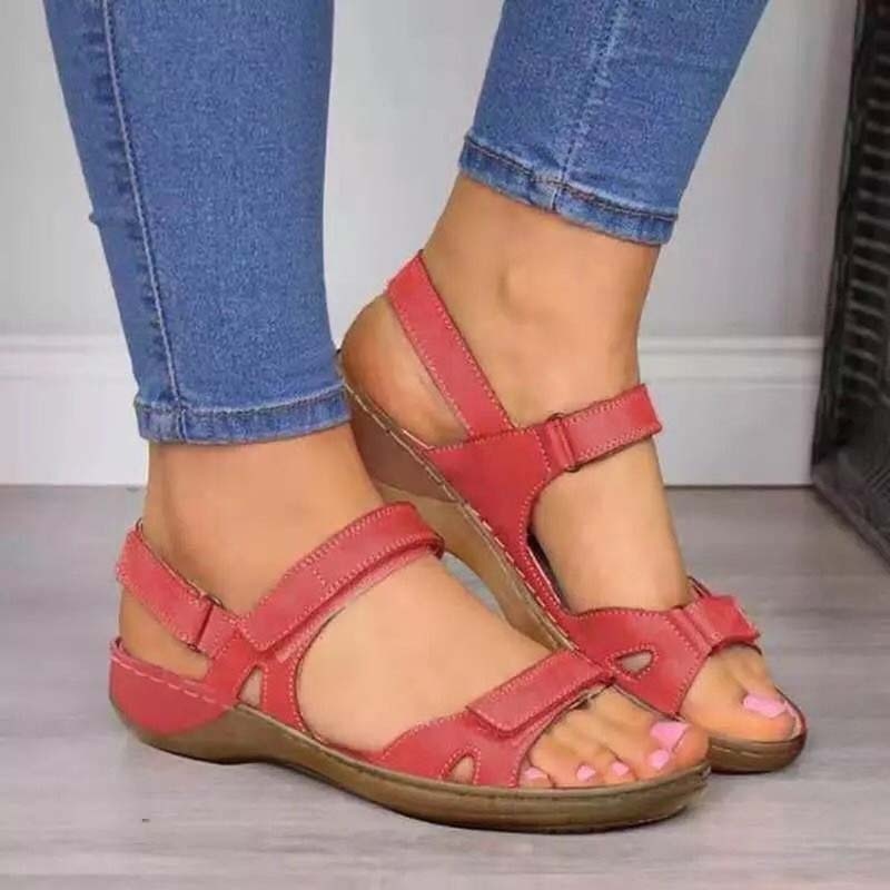 Levoire | Sandales Ergonomiques Pour Femmes Avec Fermeture Velcro Rot
