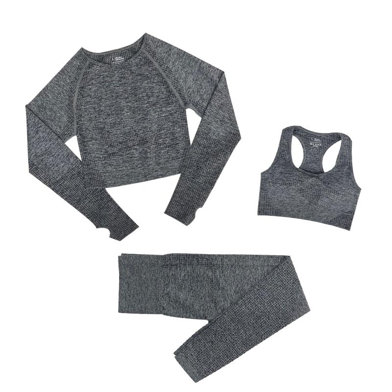 Levoire | Ensemble De Fitness 3 Pièces Ensemble De Sport Assorti Gris Foncé