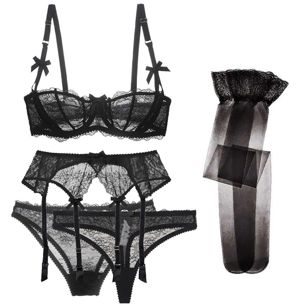 Levoire | Ensemble De Lingerie En Dentelle 5 Pièces Noir