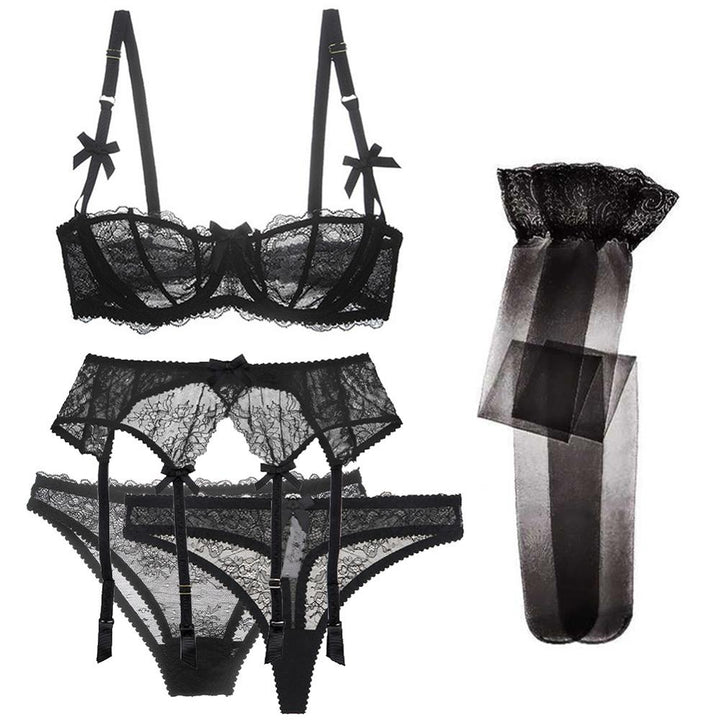 Levoire | Ensemble De Lingerie En Dentelle 5 Pièces Noir