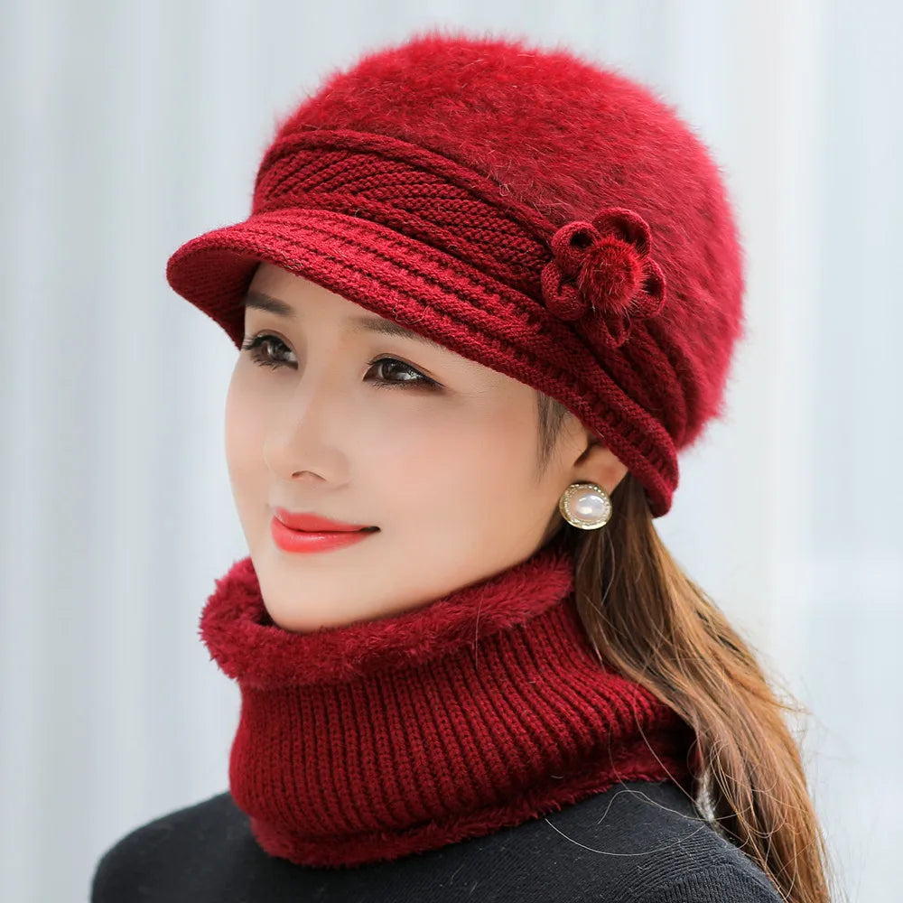 Levoire | Chapeau-D-Hiver-Pour-Femme-Avec-Doublure-En-Polaire-Et-Écharpe Bordeaux 55-58