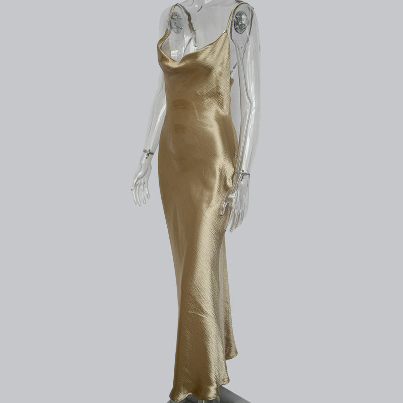 Levoire | Robe Longue Sans Dos À Bretelles Spaghetti En Satin