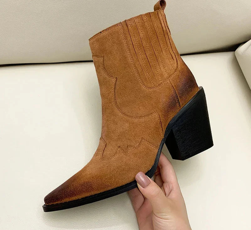 Levoire | Bottes En Cuir À Talon Moyen Pour Femmes