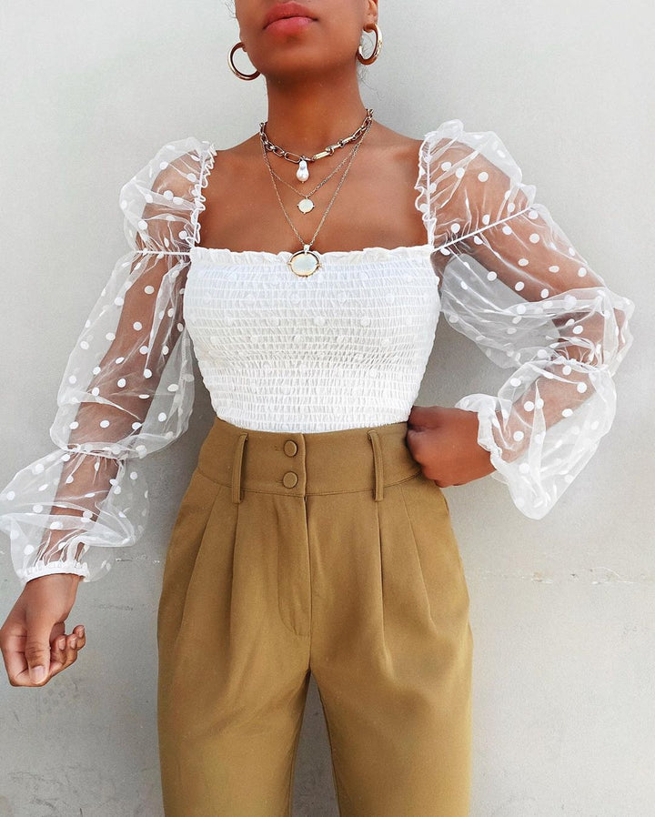 Levoire | Tiffany Top Avec Mesh - Un Haut Pour Femme Unique Et Élégant. Blanc