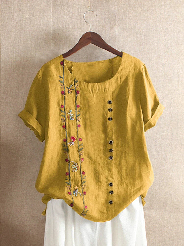 Levoire | Blusa bordada rosa manga Jaune