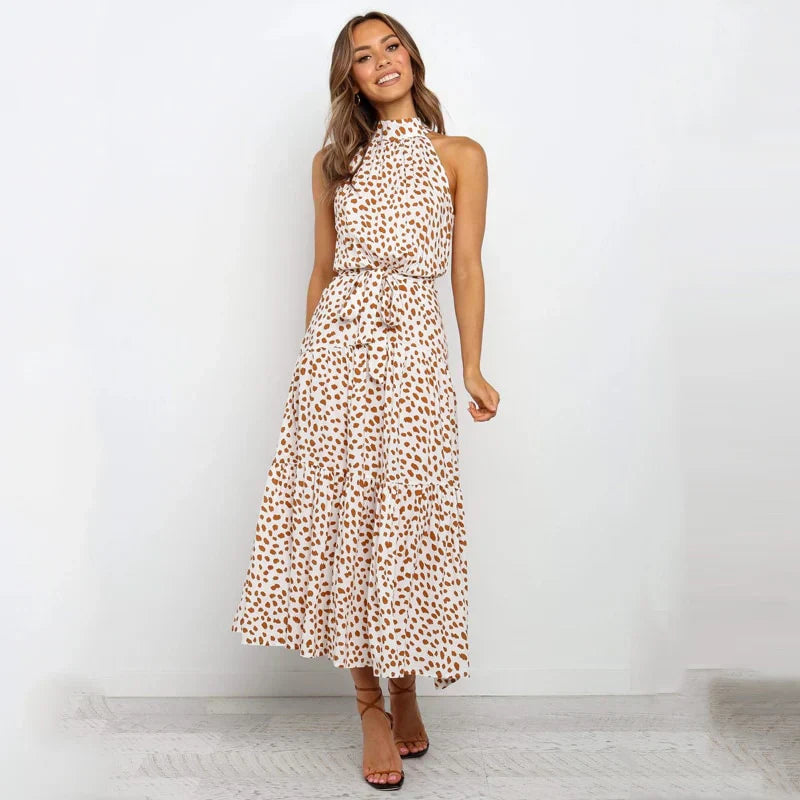 Levoire | Robe longue dos nu à pois Beige