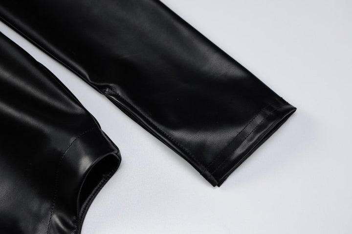 Levoire | Robe Mini Froncée En Cuir Synthétique À Manches Longues