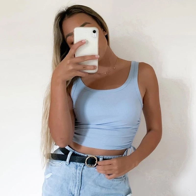 Levoire | Mimi Top Sans Manches - Un Haut Court Et Élégant Bleu S