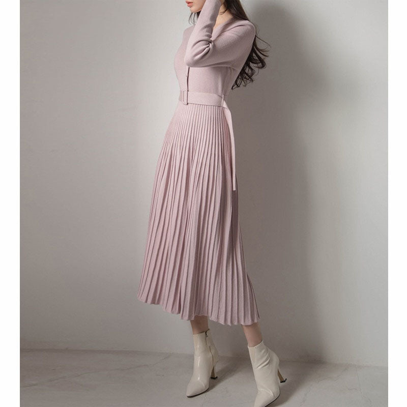 Levoire | Robe Printemps Tricotée Plissée Lacée