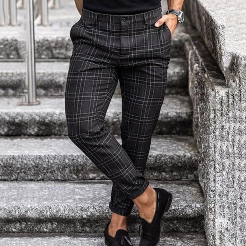 Levoire | Slim Fit Checked Pants With Pockets Noir