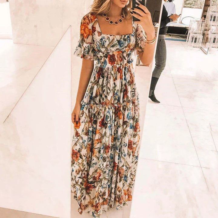 Levoire | Robe D'Été Classique Manches Courtes Robe Décontractée Abricot