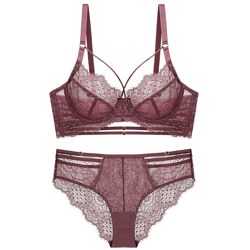 Levoire | Ensemble De Lingerie En Dentelle Avec Bretelles Réglables Bordeaux