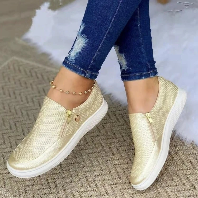 Levoire | Baskets Confortables Avec Fermeture Éclair Or
