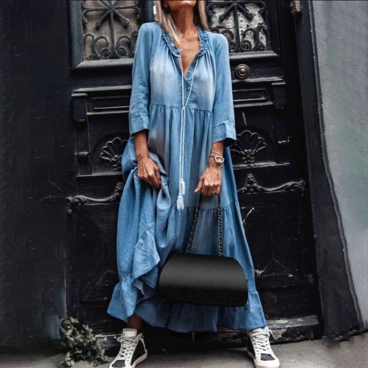 Levoire | Confortable Et Élégant Longue Robe Maxi À Décolleté En V
