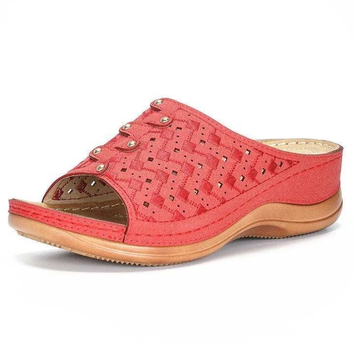 Levoire | Pro Claquettes Sandales De Qualité Avec Support Orthopédique Rouge