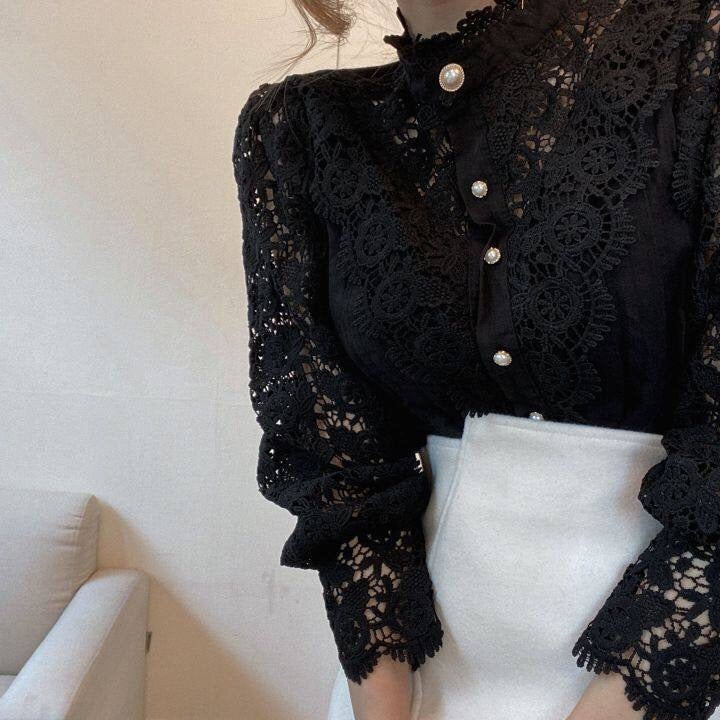Levoire | Tunique Bordée De Dentelle À Manches Pétales