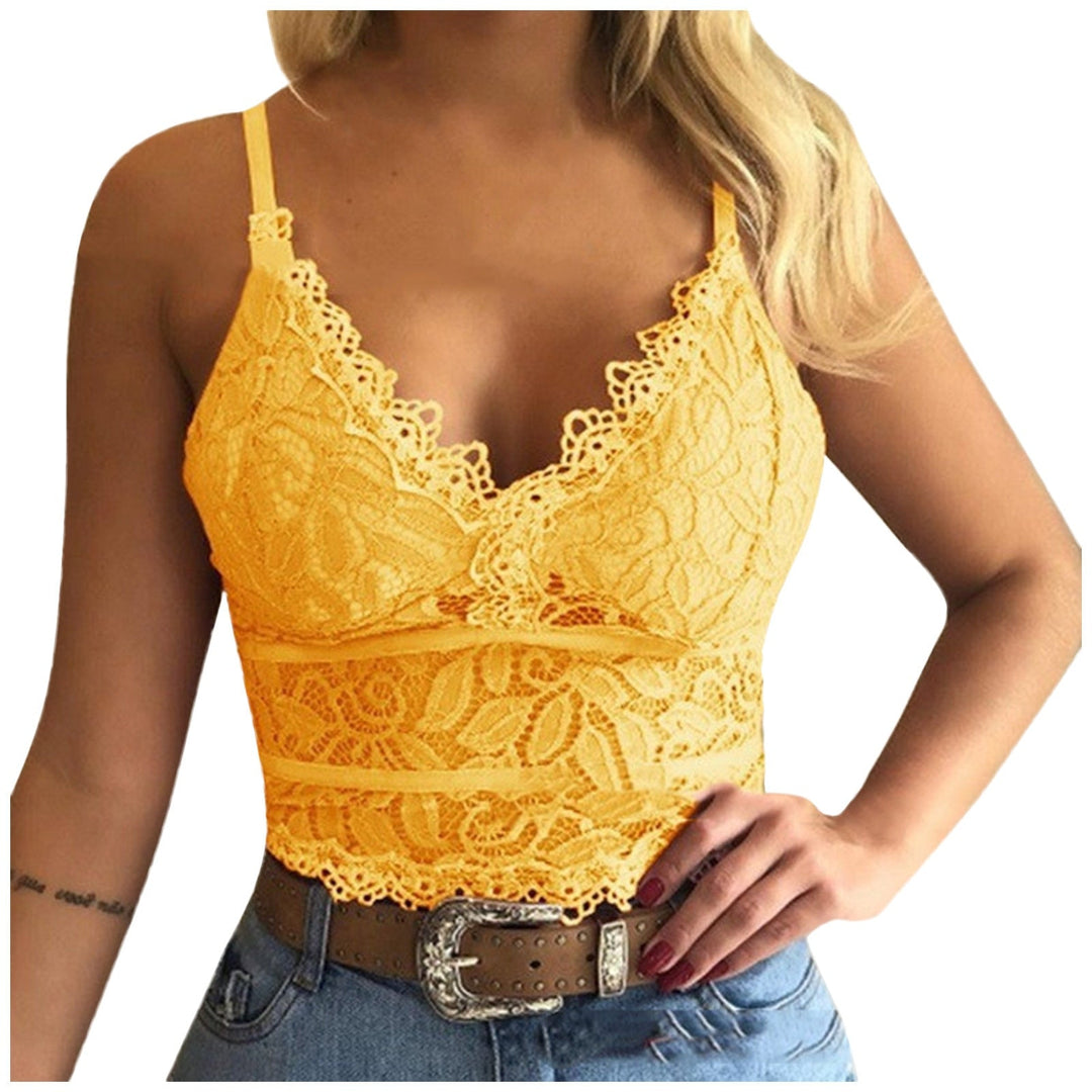 Levoire | Débardeur Crop En Dentelle Transparent Jaune