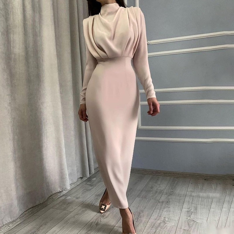 Levoire | Robe Longue Amincissante Contrôlée Par Taille Pour Femme Bureau Mode Abricot