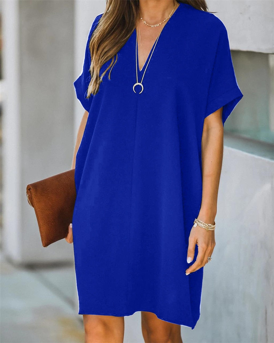 Levoire | Robe À Encolure En V Pour Femmes Bleu