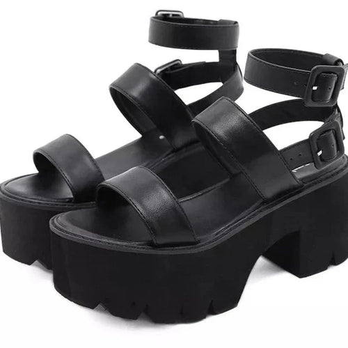 Levoire | Sandales À Talons Épais Noires Avec Bride