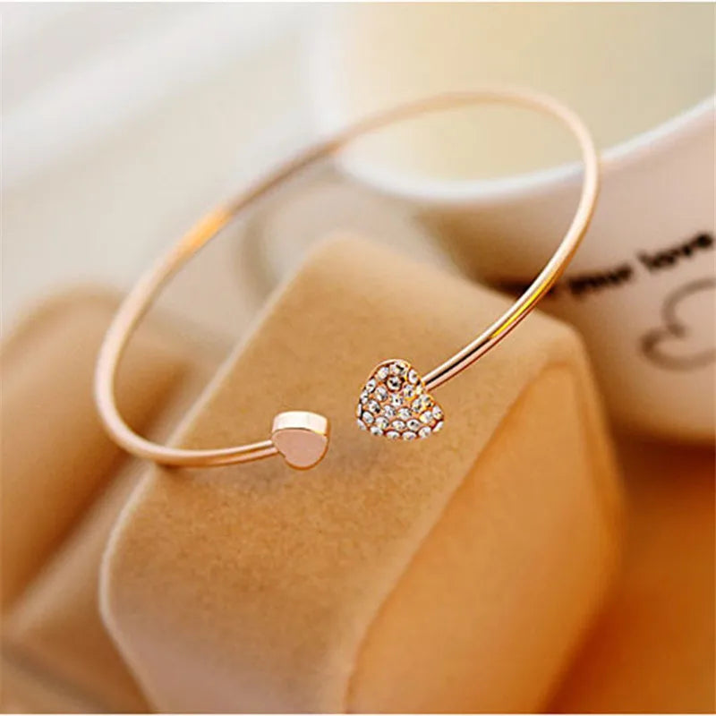 Levoire | Bracelet Cœur Ajustable En Cristal Argent