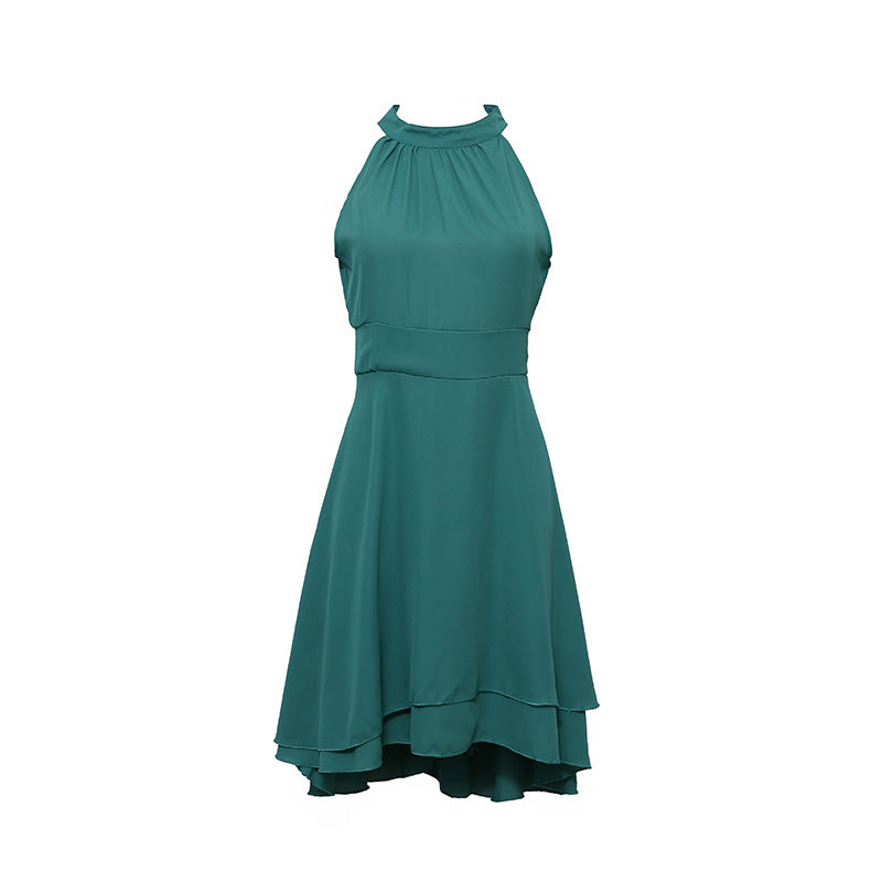 Levoire | Robe D'Été À Bretelles Taille Haute Sans Manches En Chiffon Midi Superposée Ajustement Slim