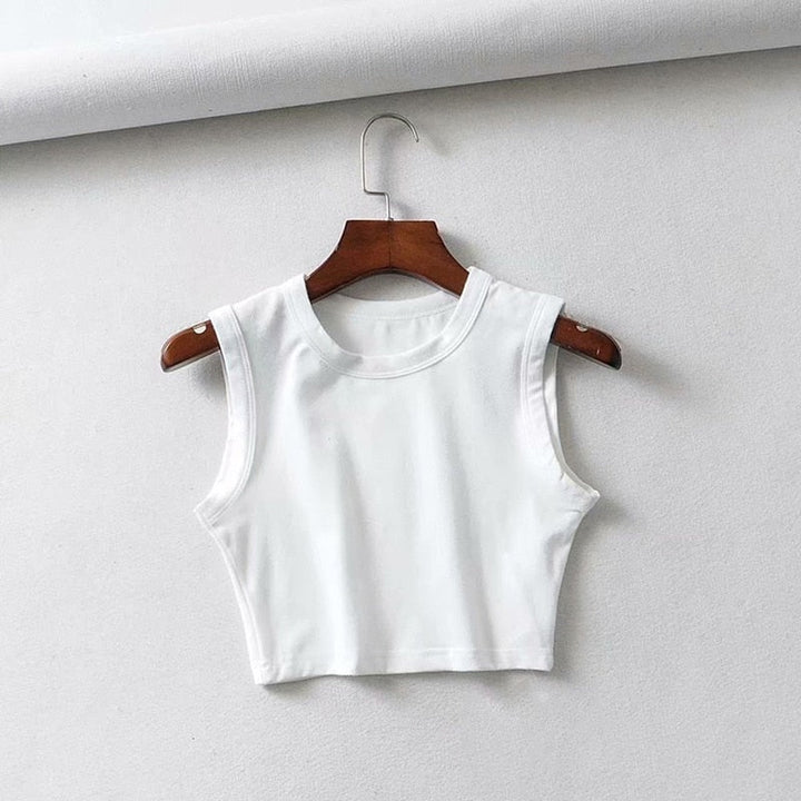 Levoire | Cheryl Crop Top - Un Haut Féminin Frais Et Estival Épaules larges - Blanc