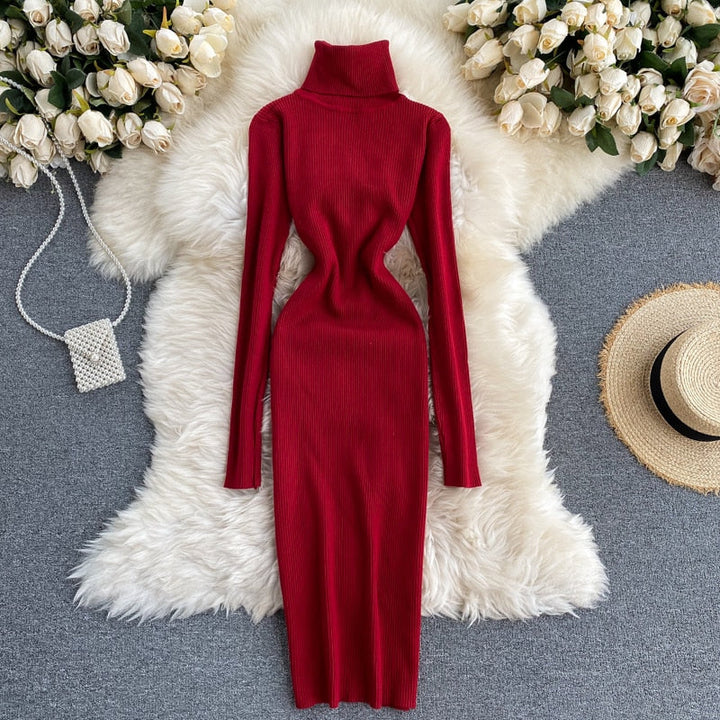 Levoire | Robe Clubwear Sans Manches Col Roulé Vin Rouge Une taille