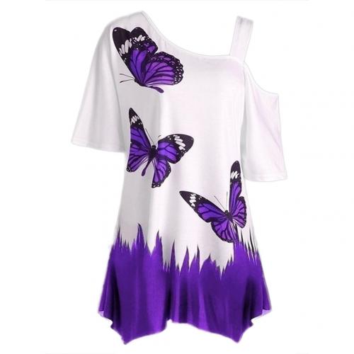 Levoire | T-Shirt À Épaules Dénudées Tunique D'Été Tee Pour Femmes Violet