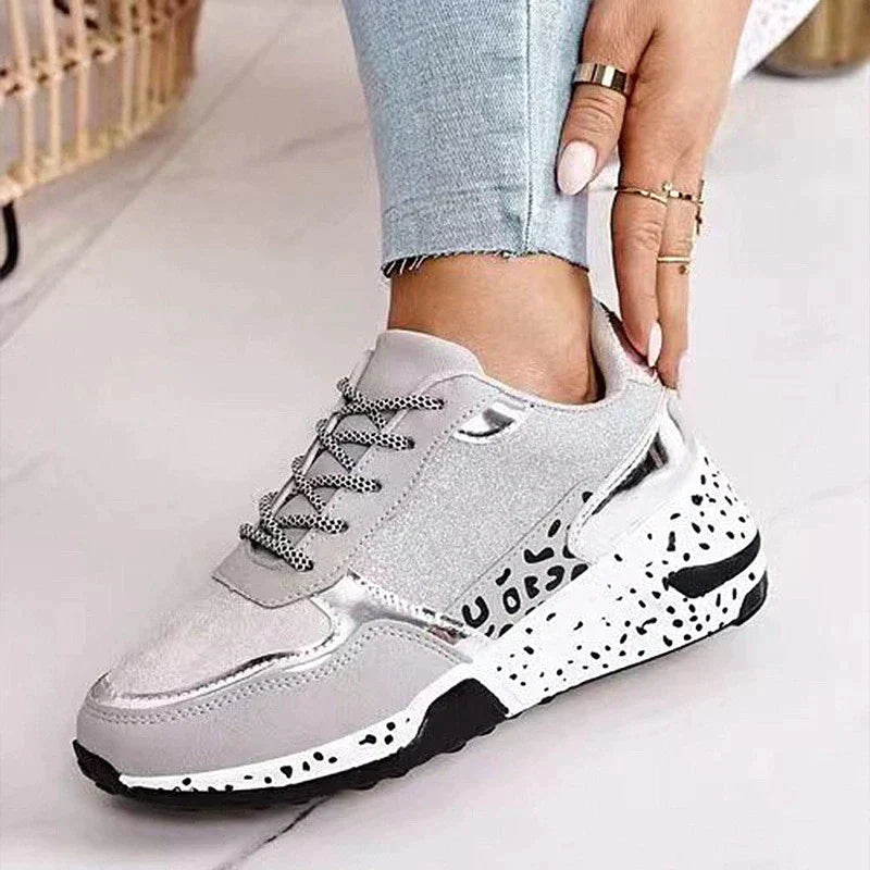 Levoire | Chaussures À Lacets Avec Motif Léopard Argent