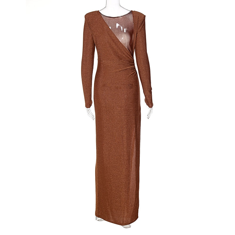 Levoire | Robe À Bretelles Dos Nu À Manches Longues En Paillettes