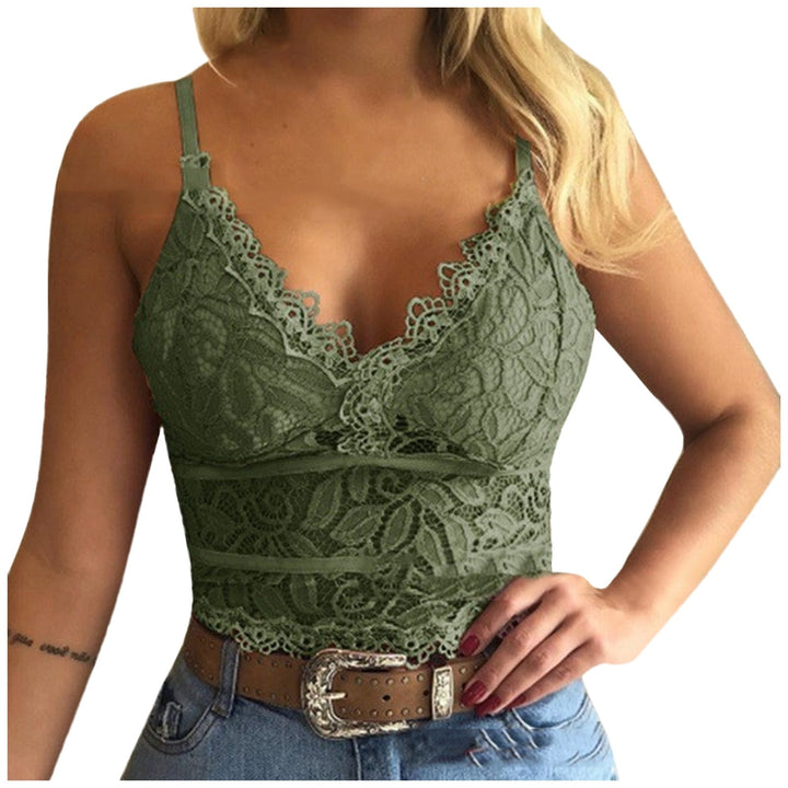 Levoire | Débardeur Crop En Dentelle Transparent Vert