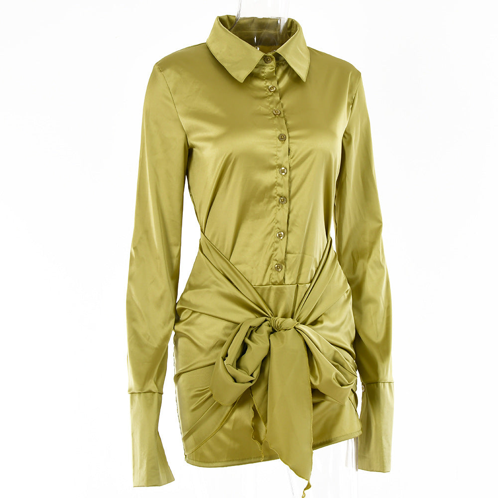 Levoire | Satin Manches Longues Bandage Robes Mini