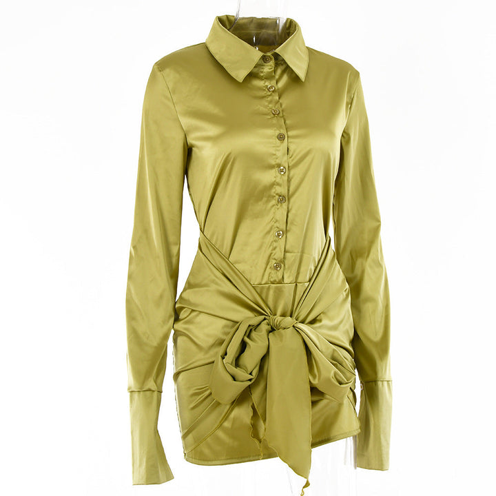 Levoire | Satin Manches Longues Bandage Robes Mini