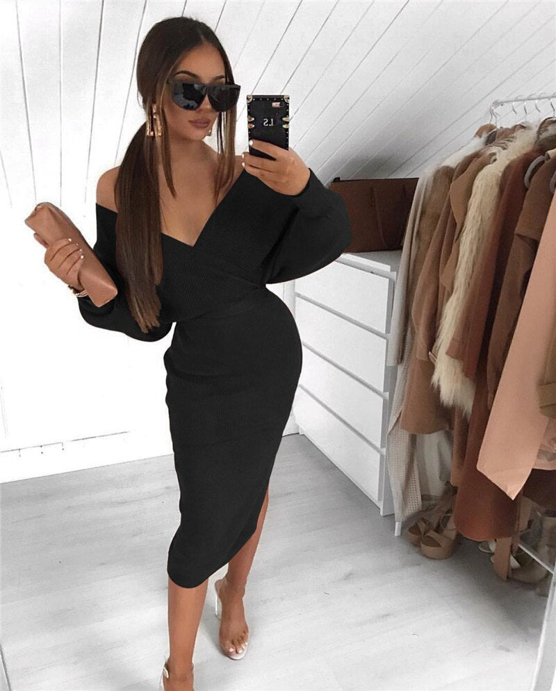 Levoire | Robe Fourreau V Taille Haute Noir