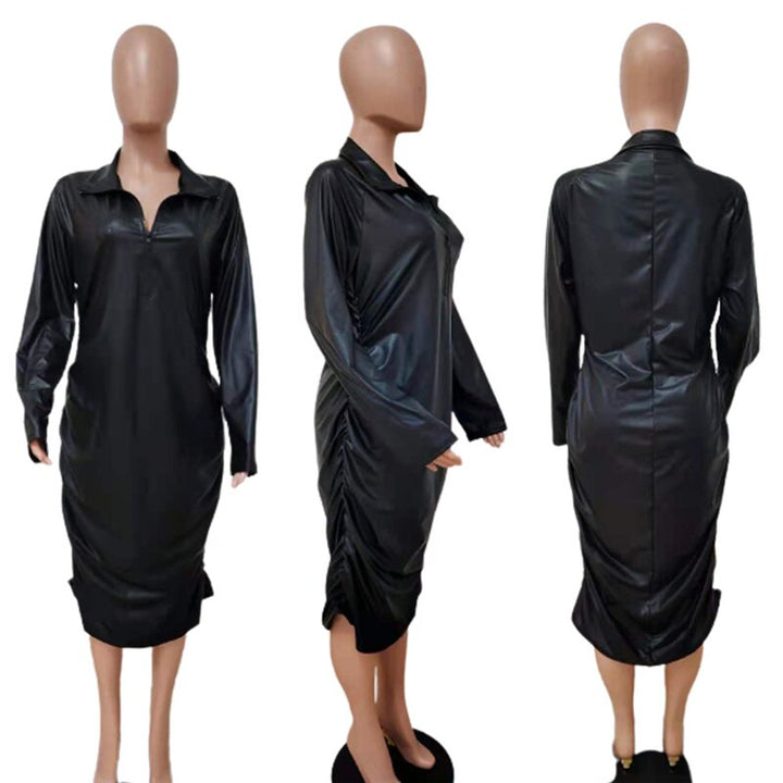 Levoire | Robe Midi À Manches Longues En Pu Skinn Surpoids