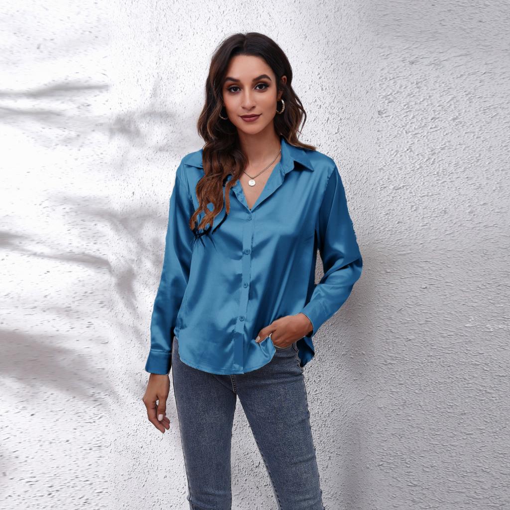 Levoire | Blouse En Satin Shila - Une Blouse D'Été Légère Pour Femmes Bleu