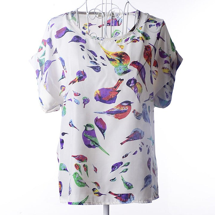 Levoire | Klara T-Shirt En Coton Pour Femmes - Un T-Shirt D'Été Et Joyeux Oiseaux