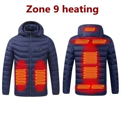 Levoire | Veste Chauffante Usb Intelligente Pour Homme 9 Zones bleues chauffées