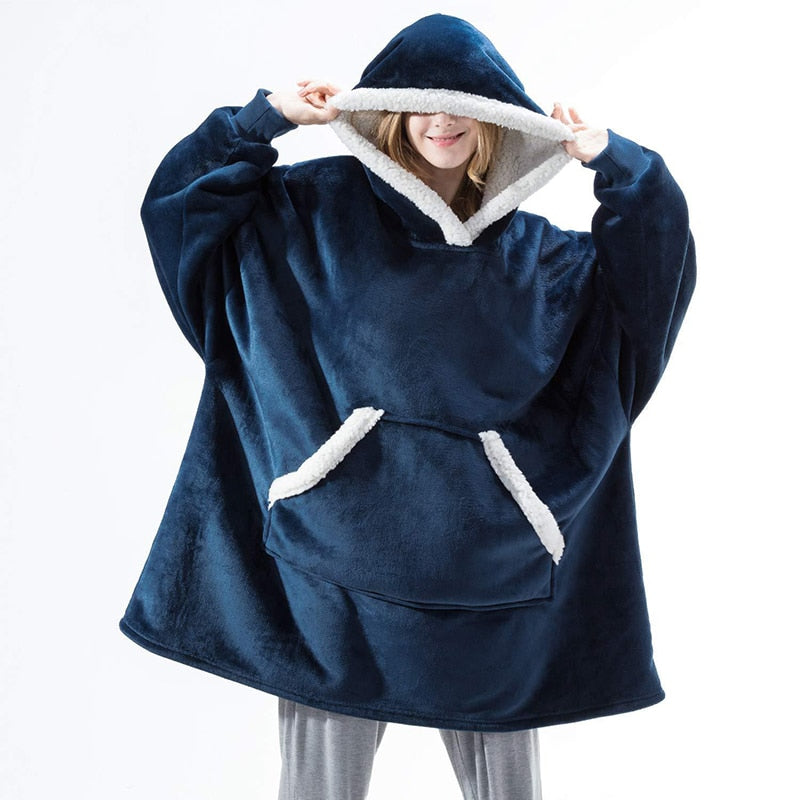 Levoire | Pull Doux Et Confortable Avec Couverture ! Bleu Une taille