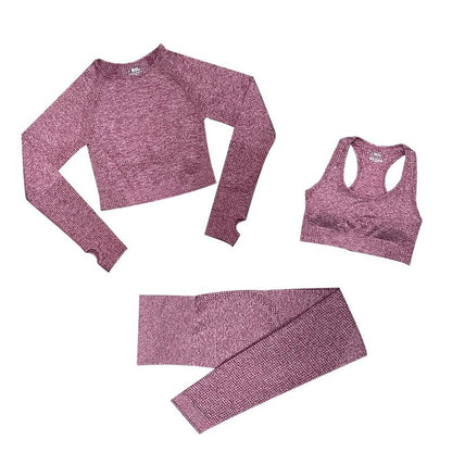 Levoire | Ensemble De Fitness 3 Pièces Ensemble De Sport Assorti Bordeaux