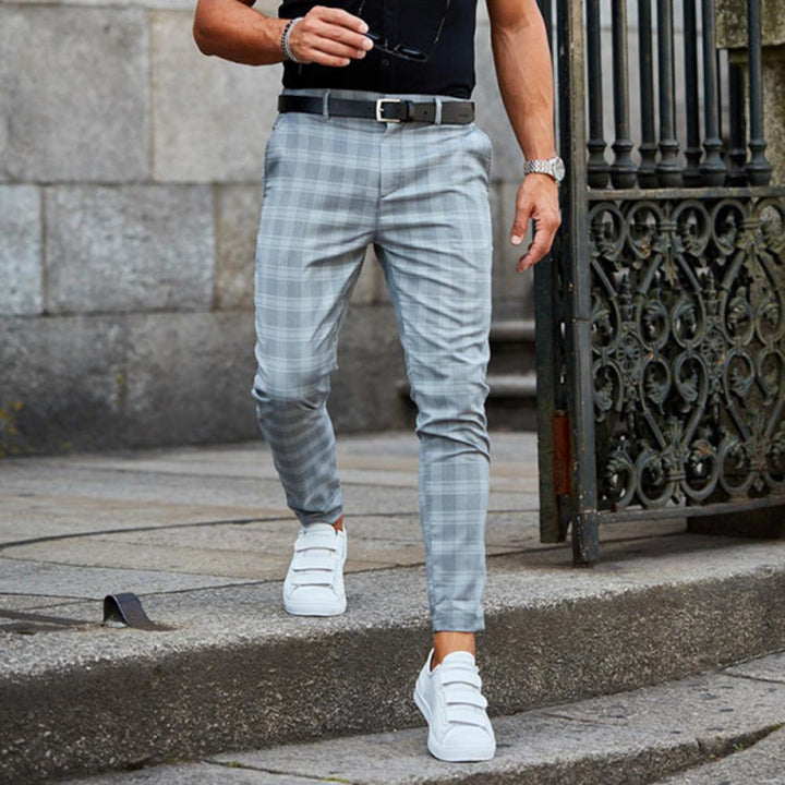 Levoire | Slim Fit Checked Pants With Pockets Bleu