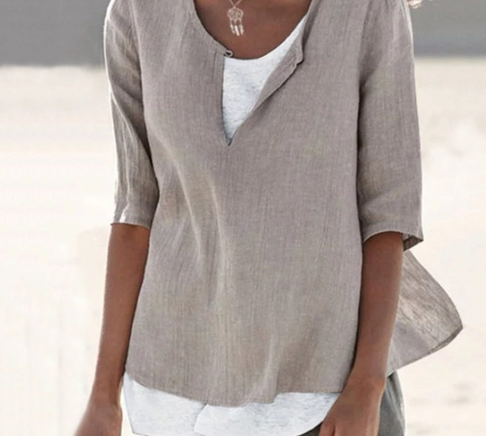 Levoire | Chemise À Col En V Pour Femmes Gris