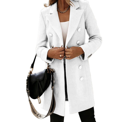 Levoire Solide Couleur Manteau Veste Blanc