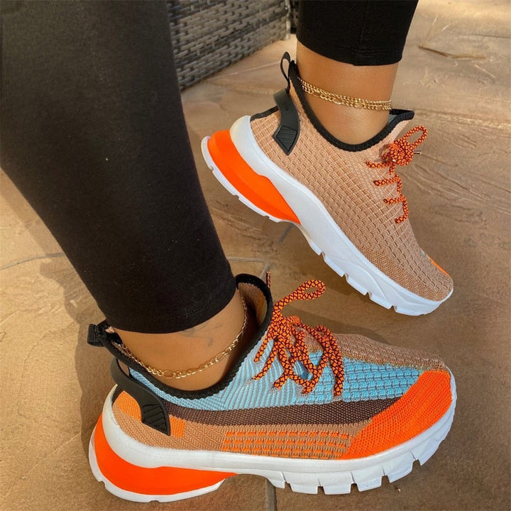 Levoire | Baskets Multicolores Respirantes Quotidien Orange Bleu clair