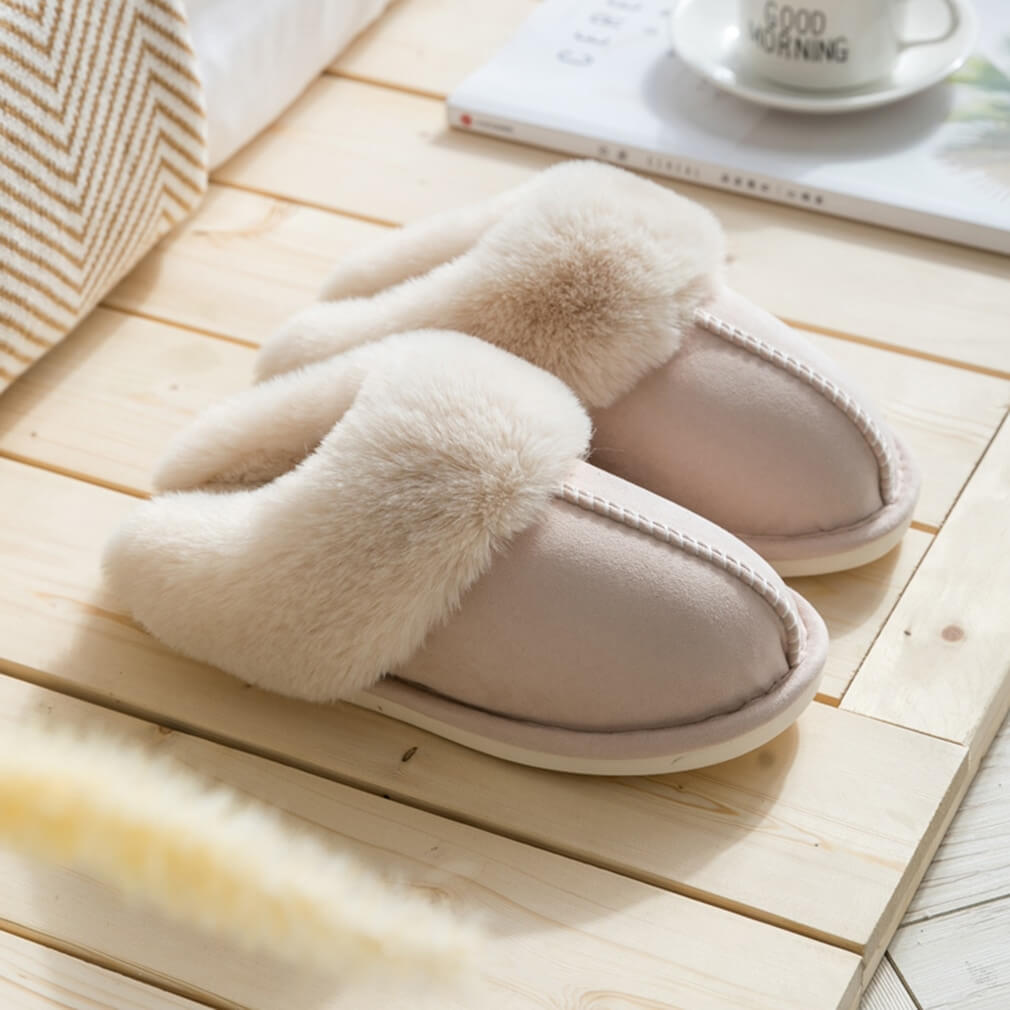Levoire | Chaussons Lisses Avec Doublure En Fausse Fourrure Pour Un Confort Maximal Beige