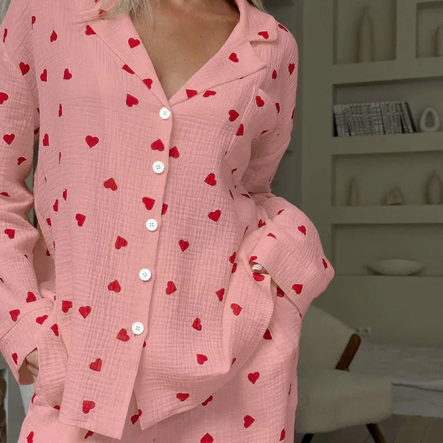 Levoire | Ensemble Pyjama Avec Motif Cœur Rosa