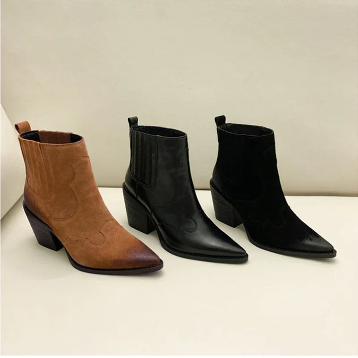 Levoire | Bottes En Cuir À Talon Moyen Pour Femmes