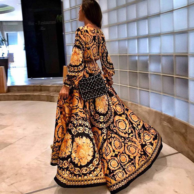 Levoire | Robe Maxi Bohème Avec Imprimé Baroque Pour Femmes